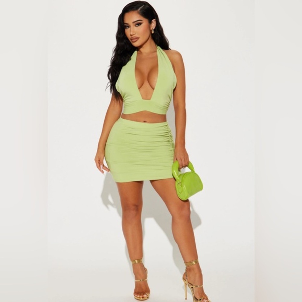 Look At My Direction Skirt Set - Lime